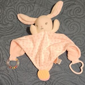 Pink Baby Comfort Blanket with Teether and Rattle